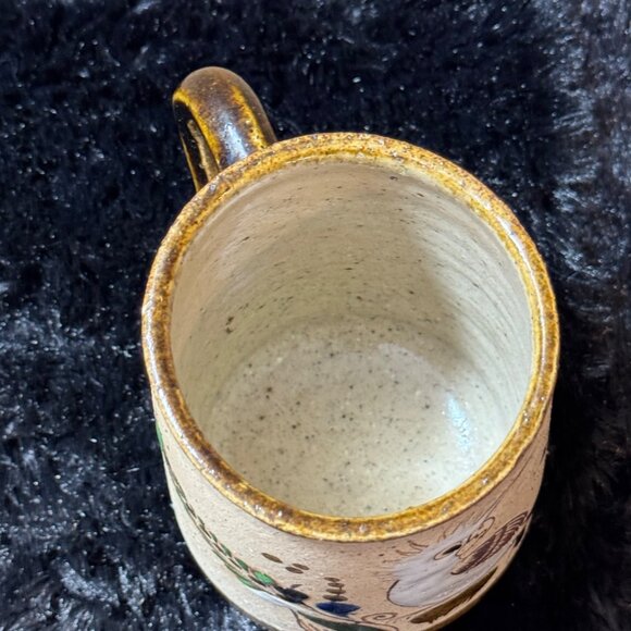 Mexican Tanola Pottery Cockatoo Mugs Beige & Brown Speckled Set Of 2 - Picture 5 of 8